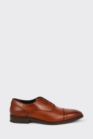 Mens Tan Leather Oxford Toe Cap Shoes