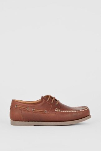 Mens Brown Leather Boat Shoes