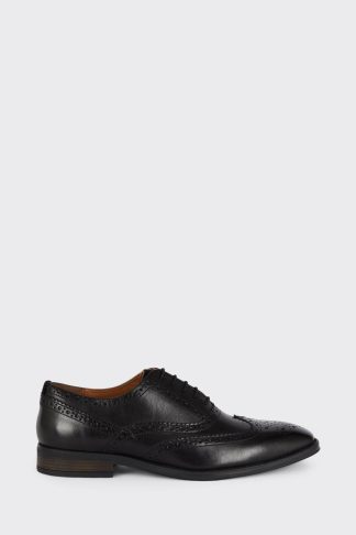 Mens Leather Smart Black Oxford Brogue Shoes