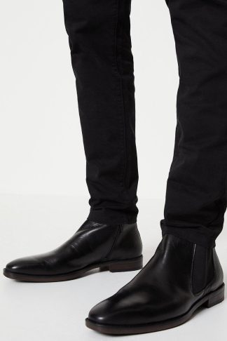 Mens Bradley Leather Almond Toe Smart Chelsea Boots