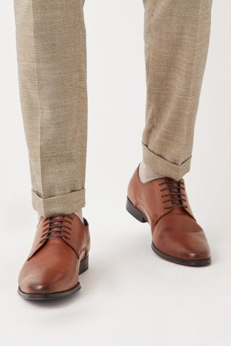 Mens Tan Leather Smart Derby Shoes