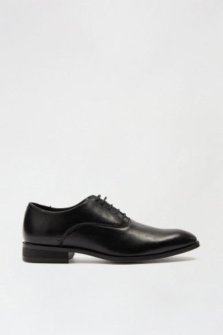 Mens Black Leather Look Oxford Shoes