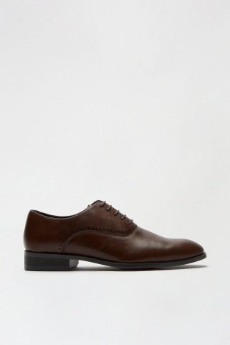 Mens Brown Leather Look Oxford Shoes