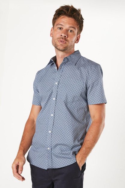 Mens Peel Geo Print Short Sleeve Shirt