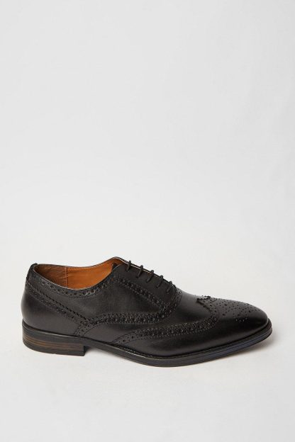 Mens Black Formal Leather Oxford Brogue Shoes