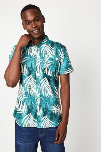 Mens Bold Fern Print Short Sleeve Shirt