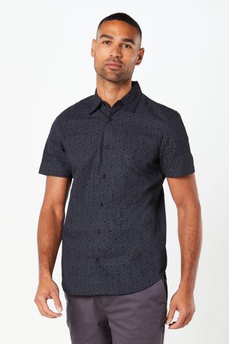 Mens Hexagon Tonal Print Short Sleeve Shirt