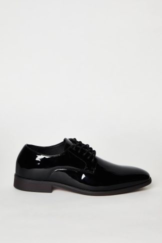 Mens Black Patent Formal Derby Shoes