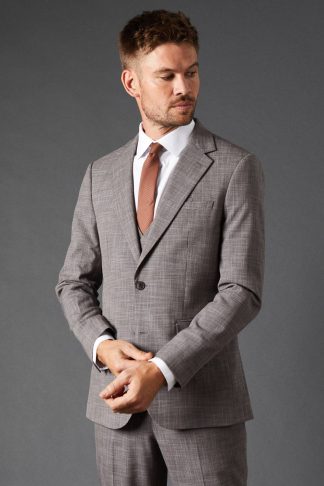 Mens Charcoal Slim Fit Puppytooth Check Suit Jacket