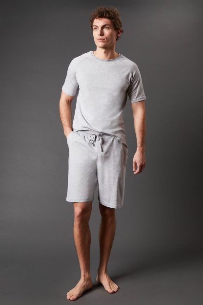 Mens Grey Raglan T-shirt and Short Loungewear Set