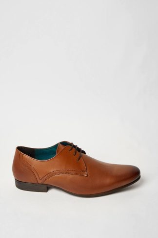 Mens Tan Formal Leather Derby Shoes