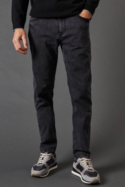 Mens Washed Black Stretch Slim Fit Jeans