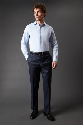 Mens Tonic Blue Stretch Tailored Fit Smart Trousers