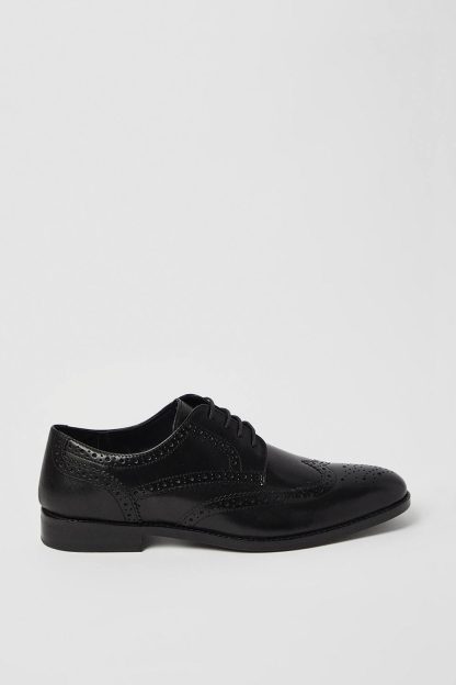 Mens Black Leather Oxford Brogue Shoes