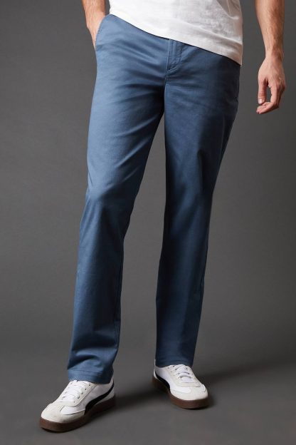 Mens Mid Blue Slim Fit Chino Trousers