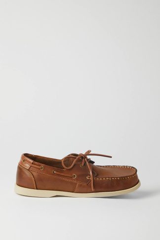 Mens Brown Leather Boat Shoes