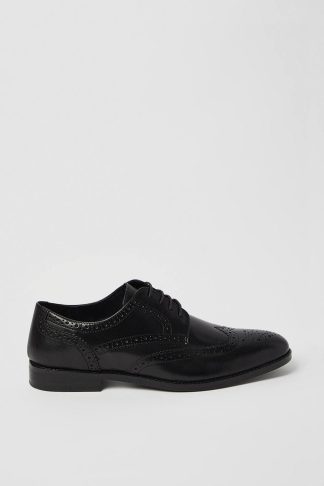 Mens Black Leather Smart Oxford Brogue Shoes