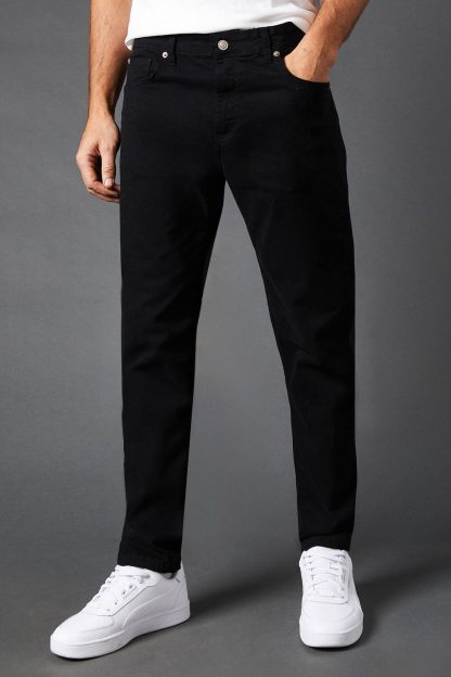 Mens Black Stretch Twill Slim Fit Jeans