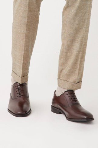Mens Dark Tan 1904 Leather Plain Oxford Shoes