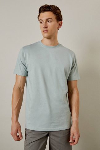 Mens Dusty Blue Plain Crew Neck T-shirt