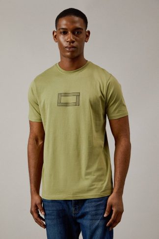 Mens Khaki Frame Print T-shirt