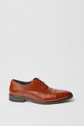 Mens Tan Leather Smart Oxford Toe Cap Shoes