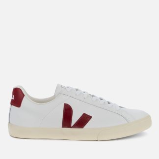 Veja Men's Esplar Logo Leather Trainers - Extra White/Marsala - UK 8
